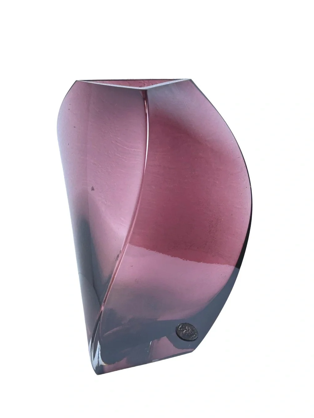 Amethyst Purple Glass Vase with Unique Twisted Design